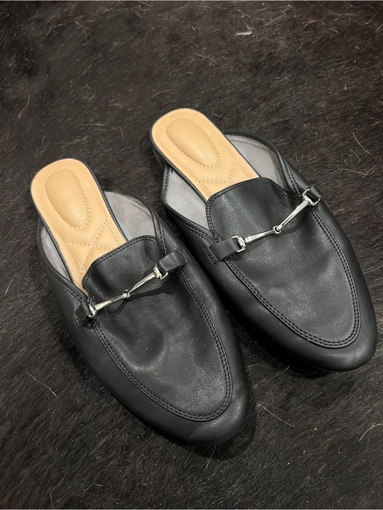 Rachel Zoe Shoes - Rachel Zoe Black Slip-On Mule Loafers with Silver Bit
